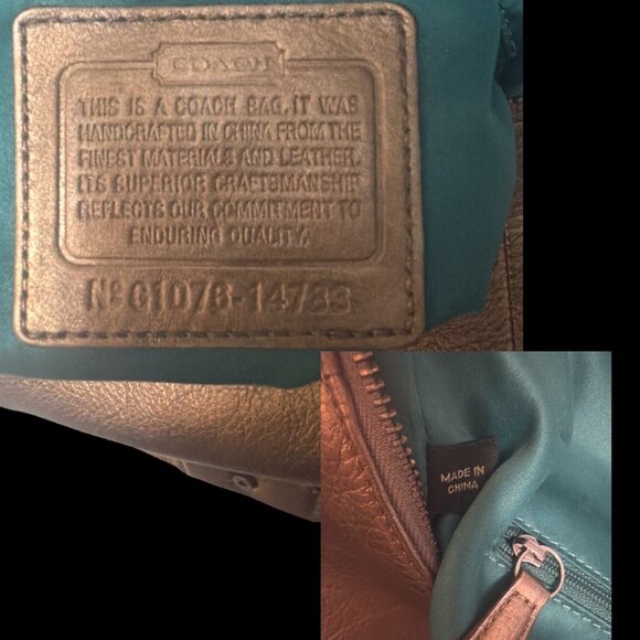 Coach Kristin Hobo Bag 14783 Bronze Metallic Leather Gunmetal Convertible Purse - Picture 10 of 11